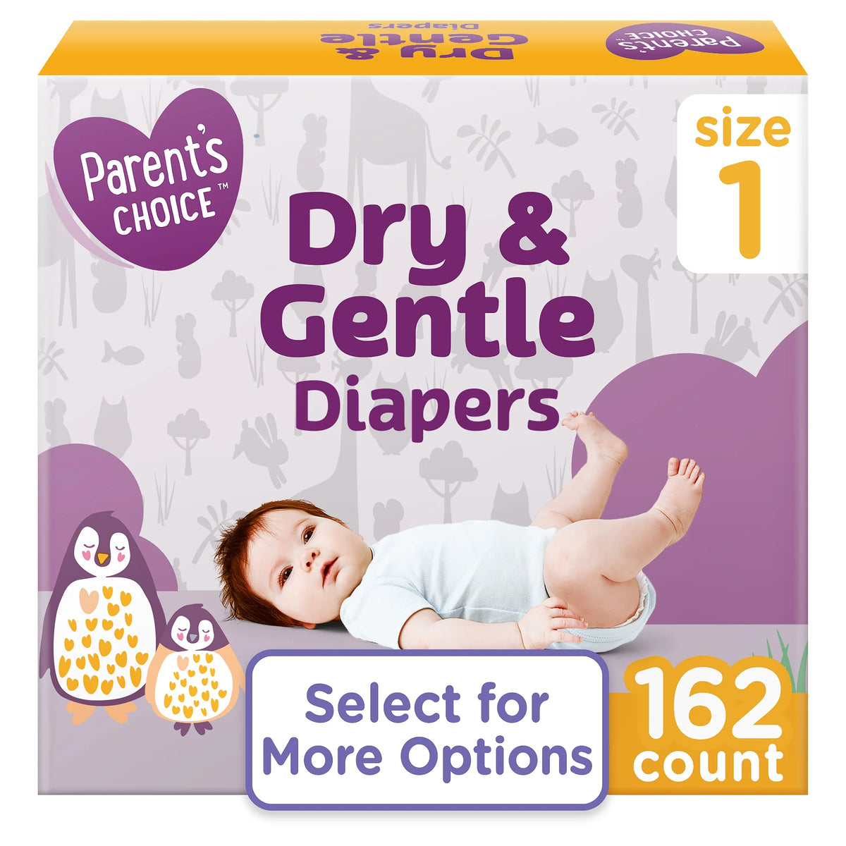 Dry & Gentle Diapers Size 1, 162 Count (Select for More Options)