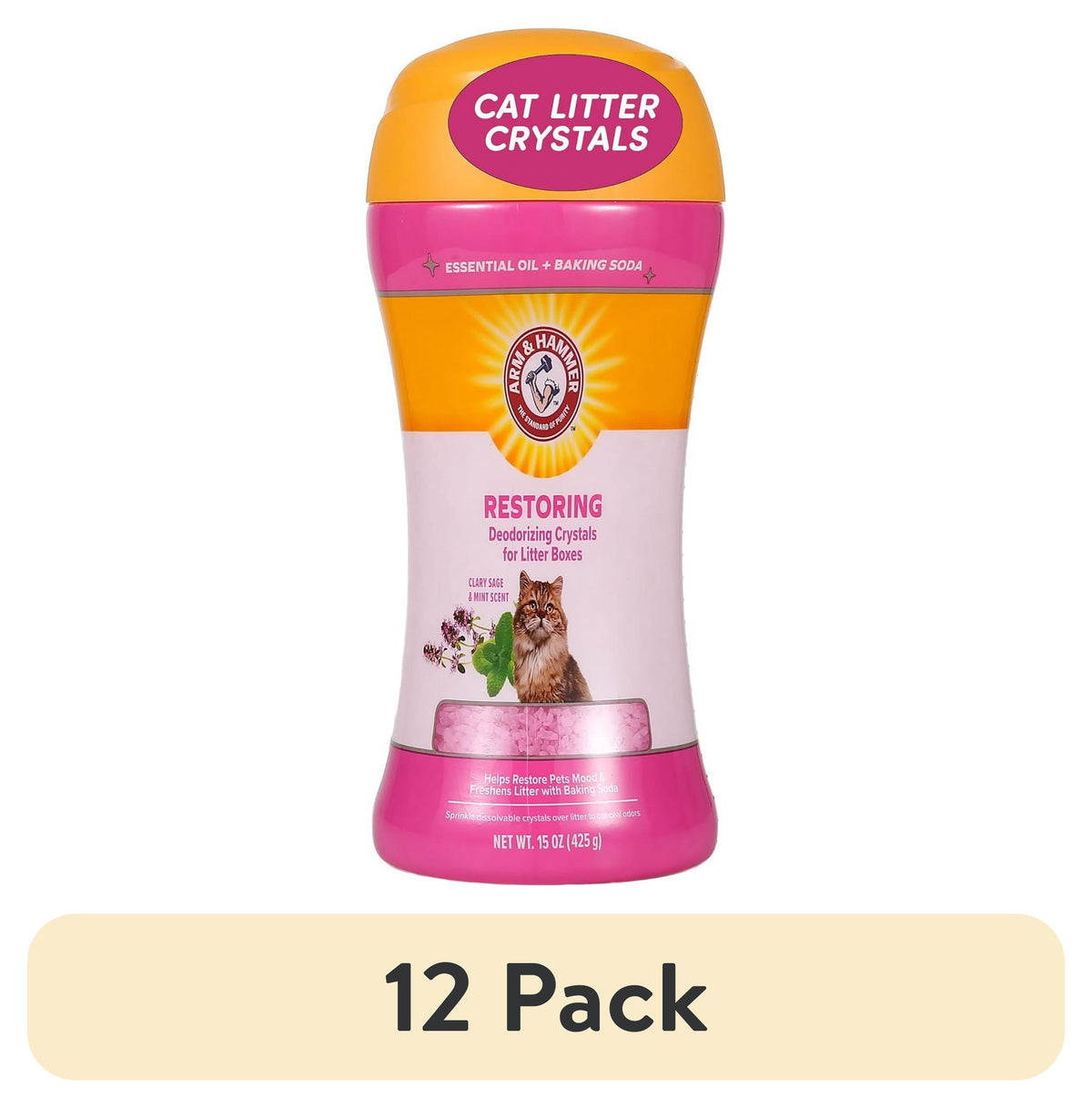 Deodorizing Cat Litter Crystals for Litter Boxes, Clary Sage & Mint Scent 15 Oz.
