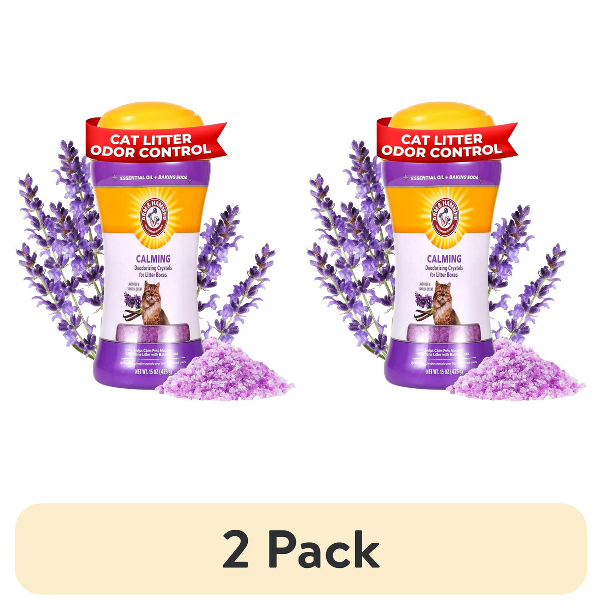 (2 Pack)  Cat Litter Deodorizing Crystals, Lavender & Vanilla Scent 15 Oz