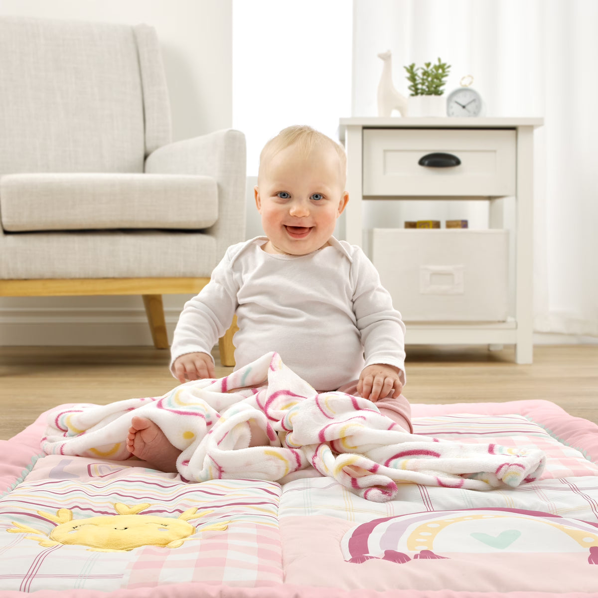 Plush Baby Blanket, Rainbows, Infant Girl, Pink, 30 in X 36 In