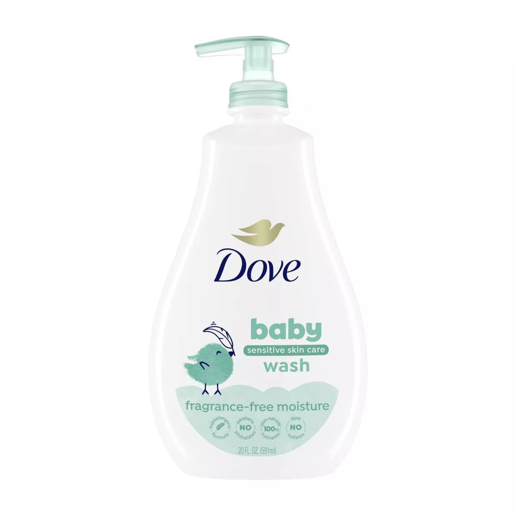 Baby Dove Fragrance Free Moisture Baby Body Wash & Shampoo Hypoallergenic for Eczema-Prone Skin