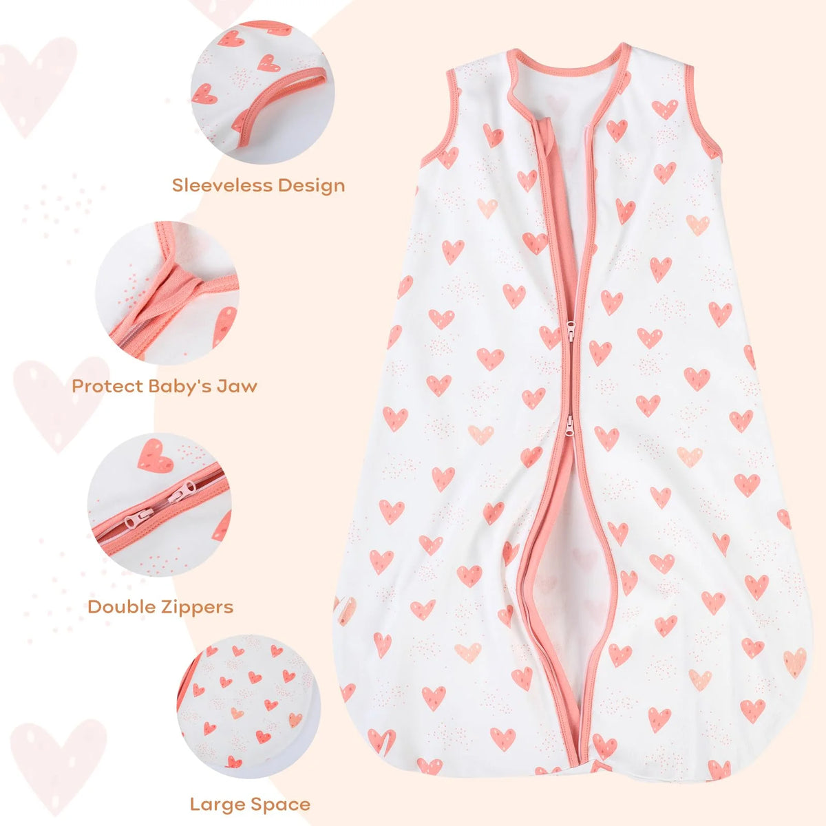 Baby Sleep Sack 18-24 Months Wearable Blanket for Babies 100% Organic Cotton 2-Way Zipper TOG 0.5 Toddler Sleeping Sack 3 Pack, Sleep Sacks