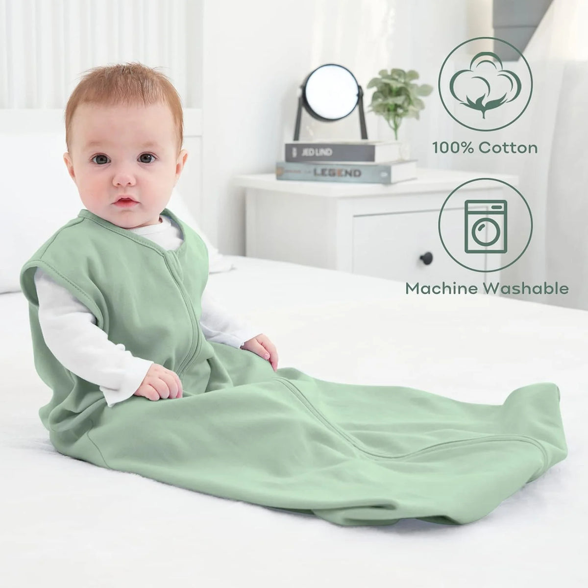 Baby Sleep Sack 6-12 Months Wearable Blanket for Babies 100% Organic Cotton 2-Way Zipper TOG 0.5 Toddler Sleeping Sack 3 Pack, Sleep Sacks