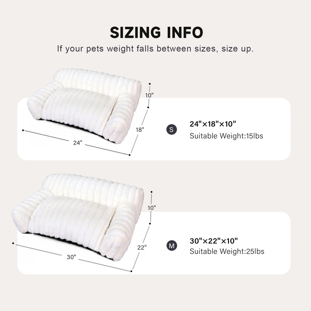 WATANIYA Sofa Couch Bed with Washable Cushion for Cosy Soft Small Dog and Cat,Cream White