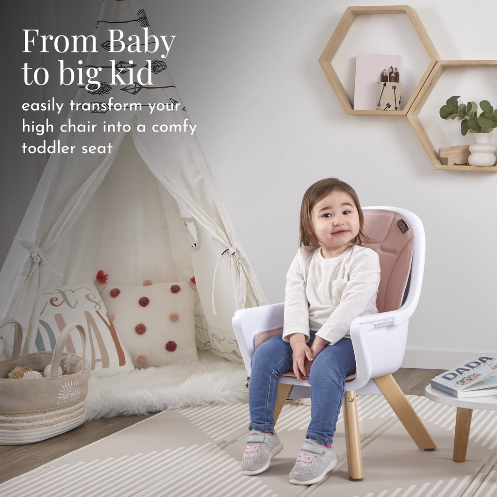 Zoodle 2-In-1 High Chair Booster Feeding Chair with Modern Design, Pink