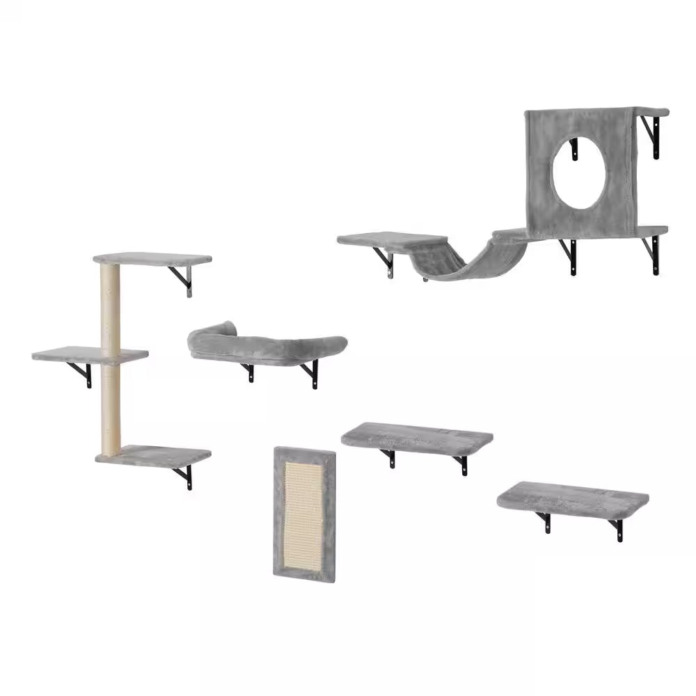 Wall Mounted Cat Shelves, Cat Wall Shelves and Perches with Jumping Boards, Hammock, Sofa, Cat Tree Cat Grip, 40 Lbs.