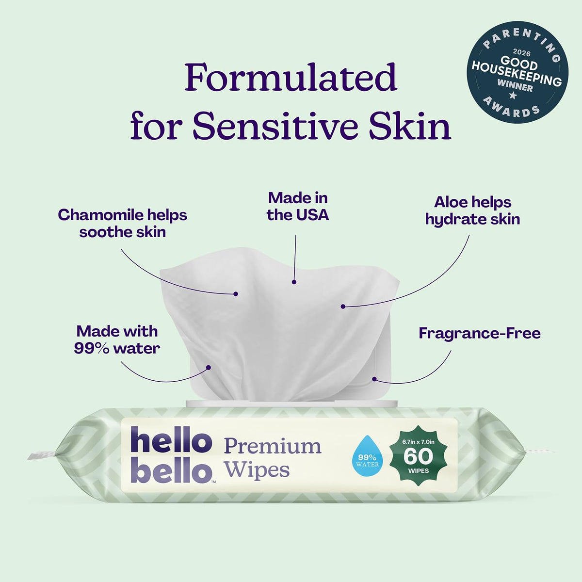 Premium Baby Wipes (Simply Sage) Fragrance-Free 18Pk = 1080Ct