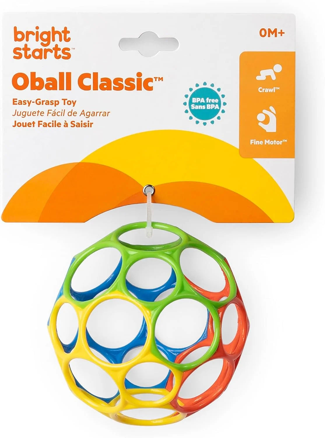 Oball Easy Grasp Classic Ball Bpa-Free Infant Toy in Red, Yellow, Green, Blue, Age Newborn and Up, 4 Inches
