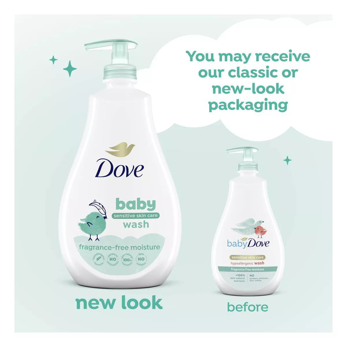 Baby Dove Fragrance Free Moisture Baby Body Wash & Shampoo Hypoallergenic for Eczema-Prone Skin