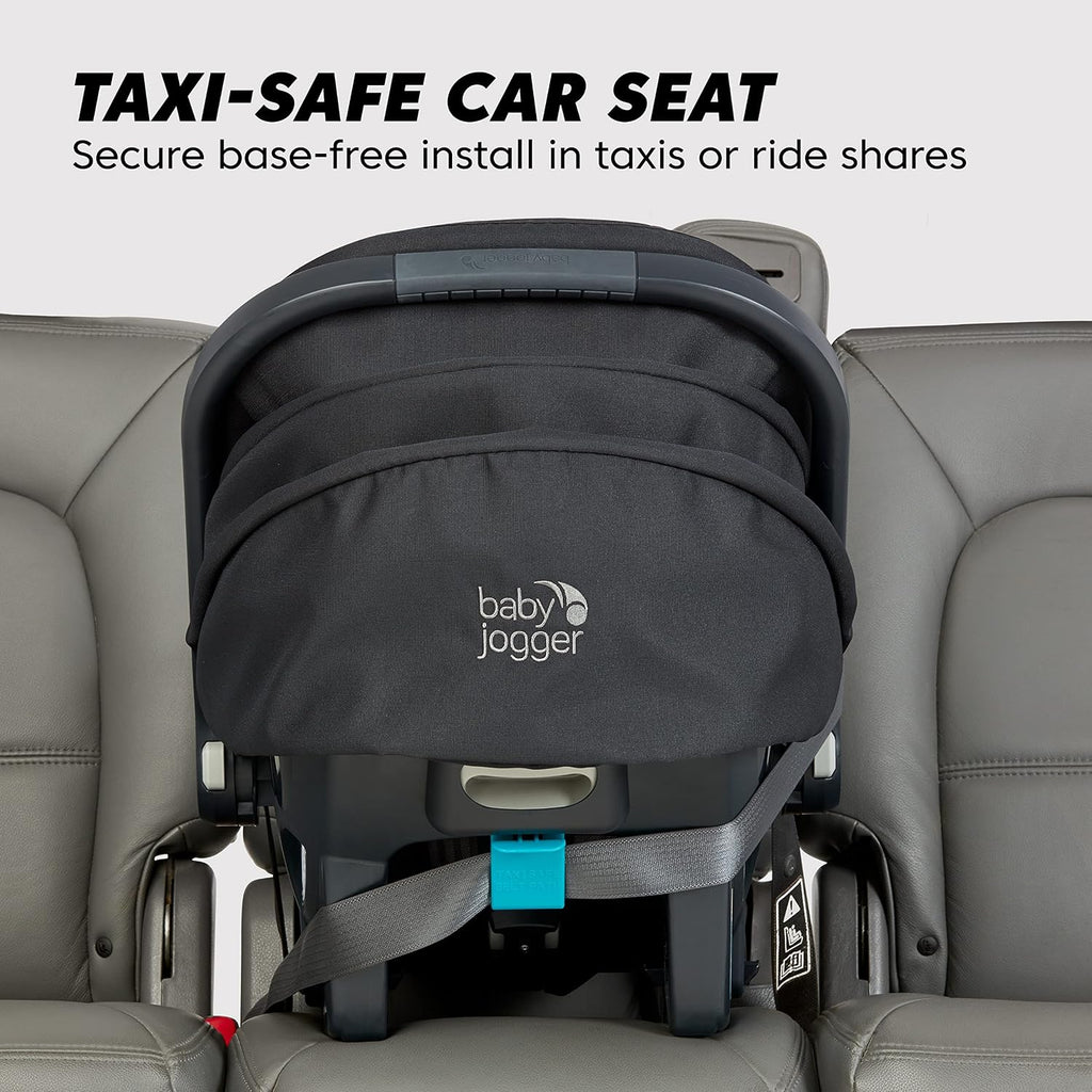 City Go 2 Infant Car Seat, Baby Travel Car Seat, Included Rapidlock Carseat Base with Leatherette Handlebar and Premium Fabrics, Slate