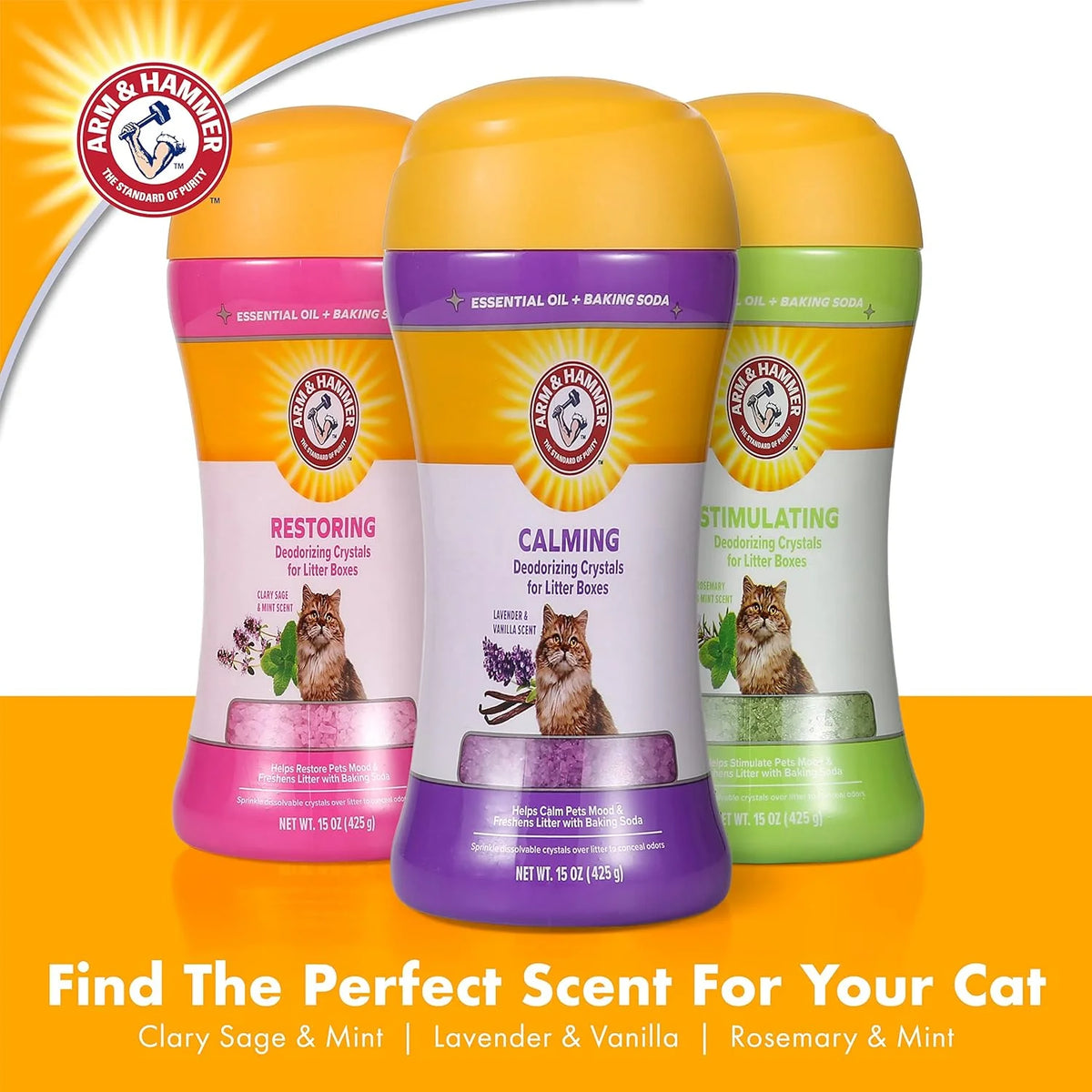 Deodorizing Cat Litter Crystals for Litter Boxes, Clary Sage & Mint Scent 15 Oz.