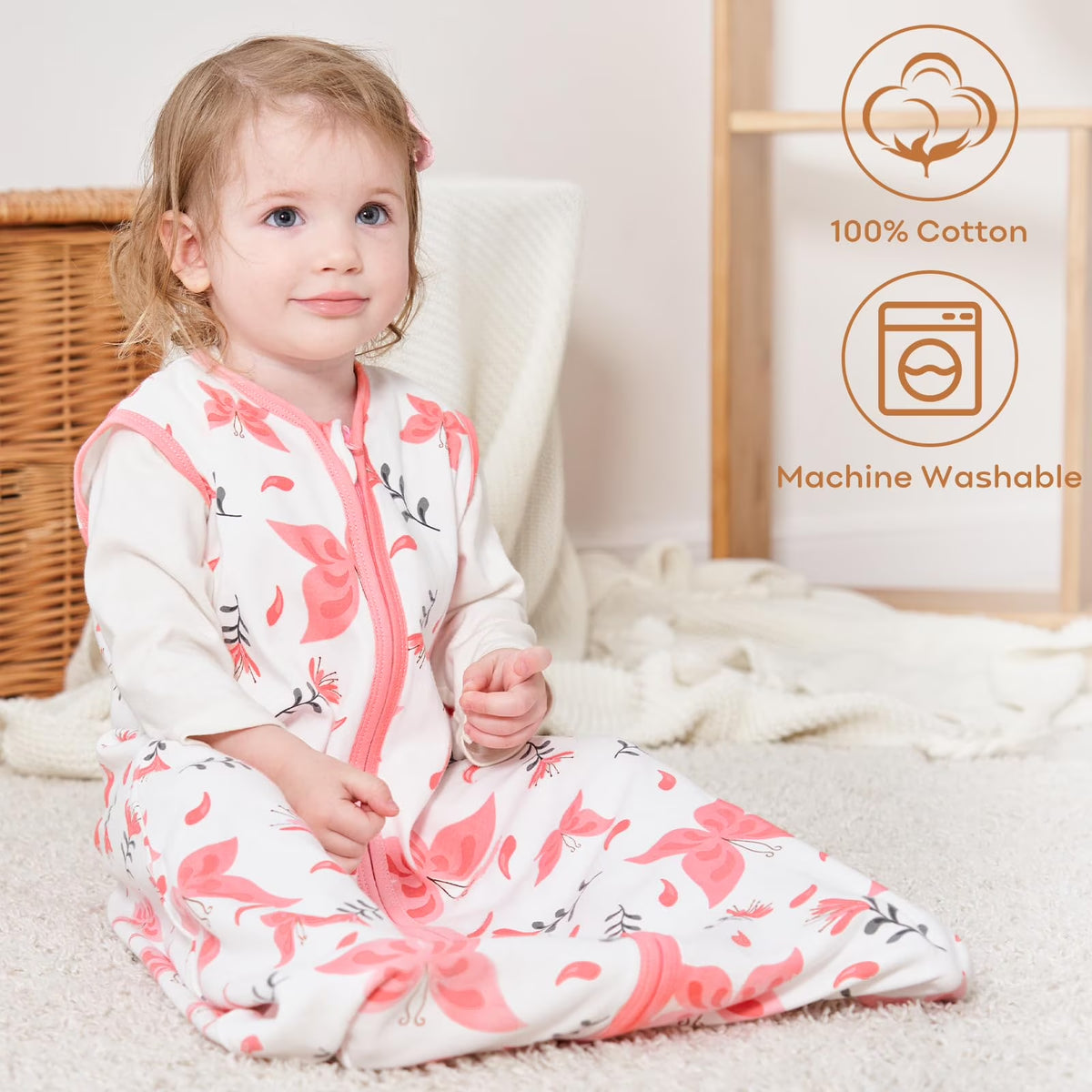 Baby Sleep Sack 18-24 Months Wearable Blanket for Babies 100% Organic Cotton 2-Way Zipper TOG 0.5 Toddler Sleeping Sack 3 Pack, Sleep Sacks