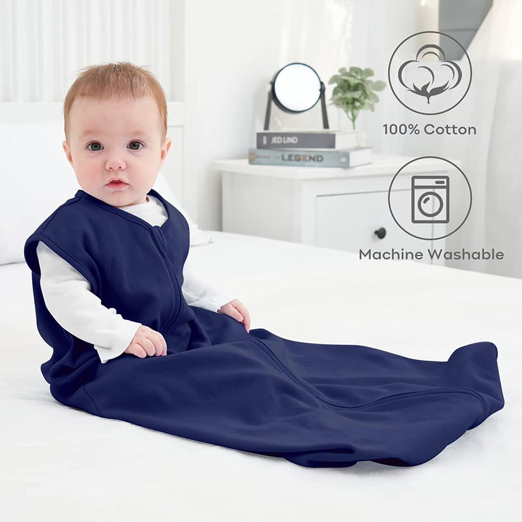 Baby Sleep Sack 6-12 Months Wearable Blanket for Babies 100% Organic Cotton 2-Way Zipper TOG 0.5 Toddler Sleeping Sack 3 Pack, Sleep Sacks