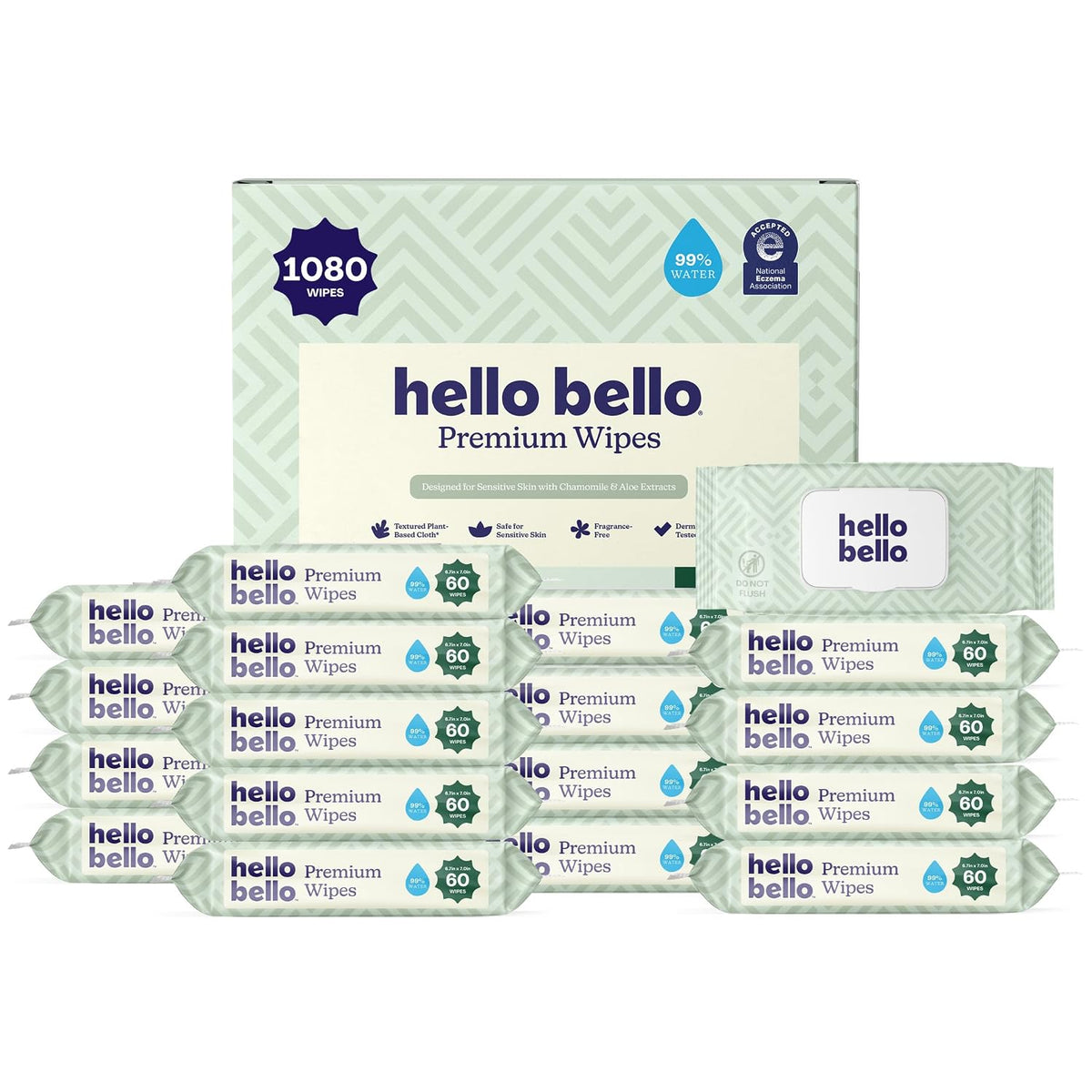 Premium Baby Wipes (Simply Sage) Fragrance-Free 18Pk = 1080Ct