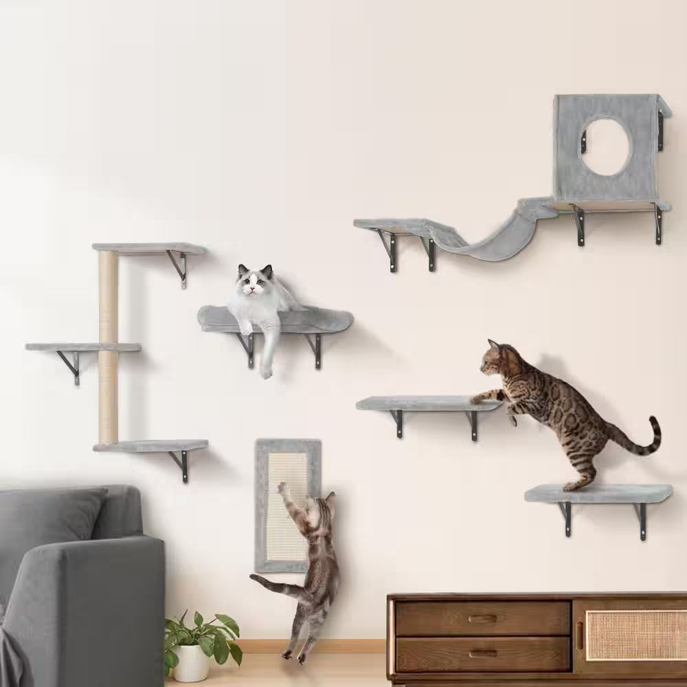 Wall Mounted Cat Shelves, Cat Wall Shelves and Perches with Jumping Boards, Hammock, Sofa, Cat Tree Cat Grip, 40 Lbs.