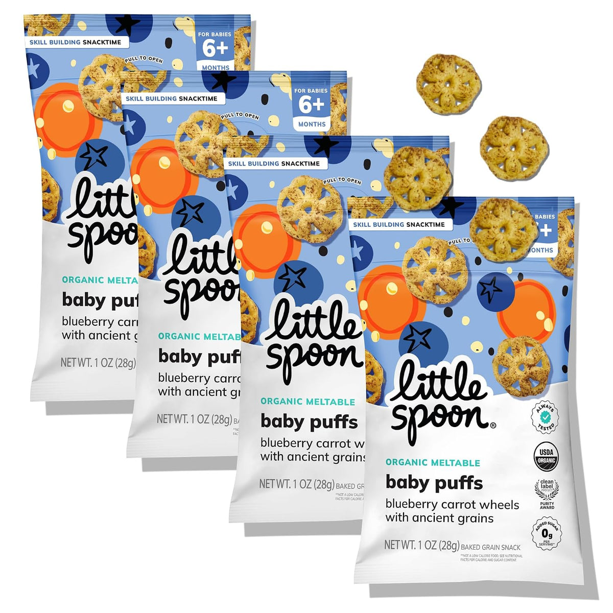 Blueberry Carrot Meltable Baby Wheels, 1 Oz Bag, 4 Pack
