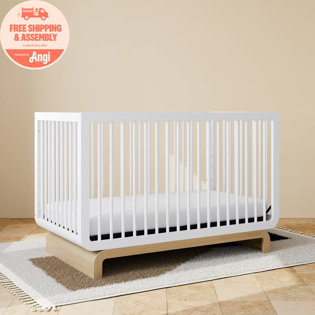 Art of Nursery by  Santorini 5-In-1 Convertible Baby Crib, White with Driftwood