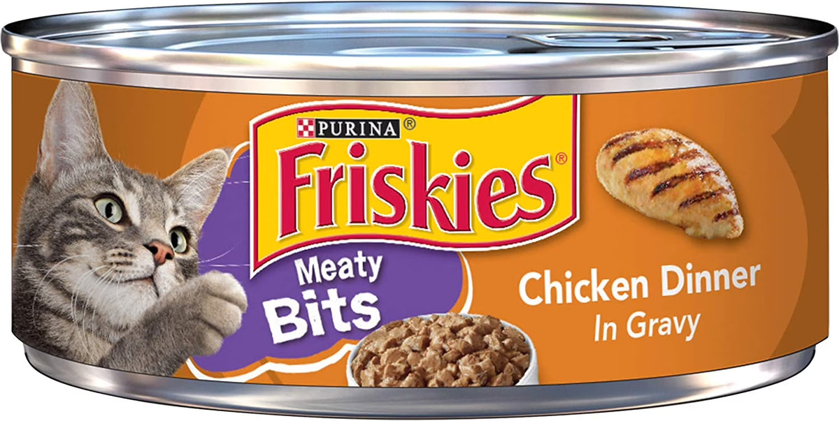 Purina  Meaty Bits Wet Cat Food, Chicken Dinner in Gravy, Made with Real Chicken, Complete & Balanced Nutrition for Cats, 5.5-Ounce Can (Pack of 12)