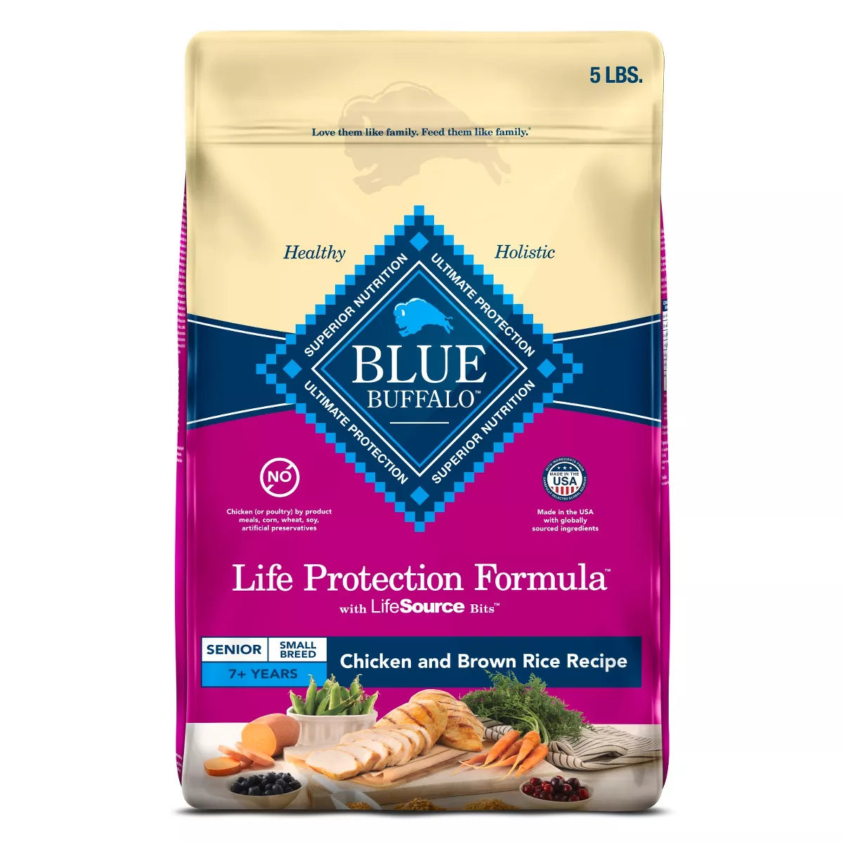 Blue Buffalo Life Protection Formula Natural Senior Small Breed Dry Dog Food with Chicken and Brown Rice