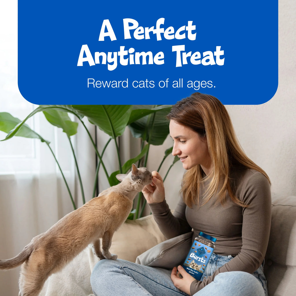 Bursts Crunchy & Creamy Cat Treats, Great for Training Chicken, 2-Oz Bag