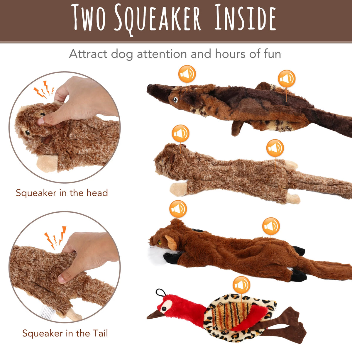 5Pcs Dog Squeaky Toys for Small Medium Dog, No Stuffing