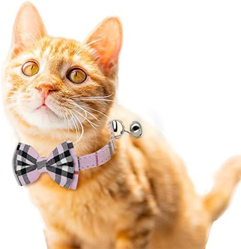 2 Pack/Set Cat Collar Breakaway with Cute  and Bell for Kitty and Some Puppies, Adjustable from 7.8-10.5 Inch (Black+Brown)
