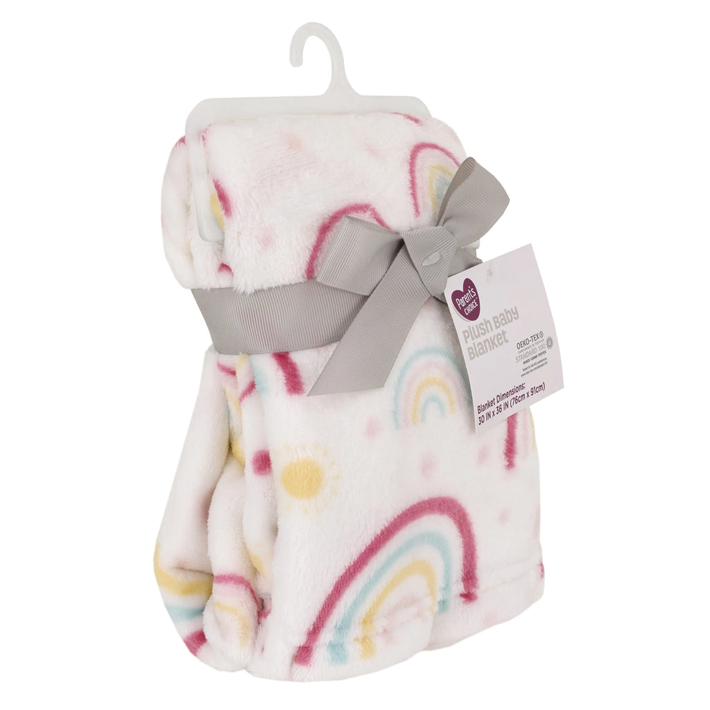 Plush Baby Blanket, Rainbows, Infant Girl, Pink, 30 in X 36 In