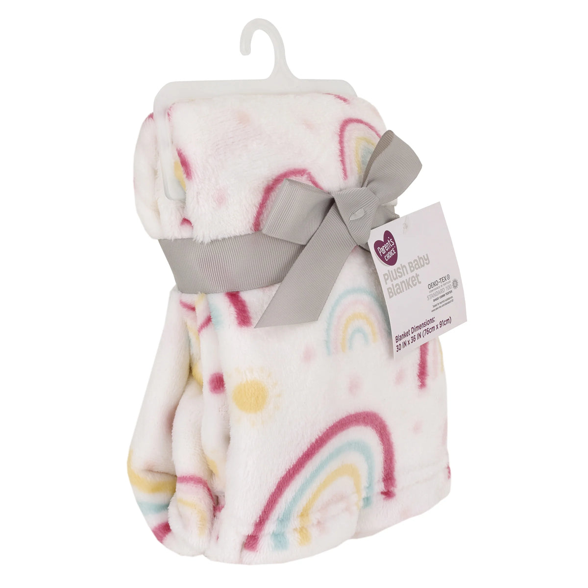 Plush Baby Blanket, Rainbows, Infant Girl, Pink, 30 in X 36 In