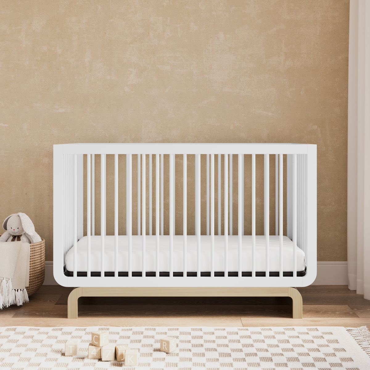 Art of Nursery by  Santorini 5-In-1 Convertible Baby Crib, White with Driftwood