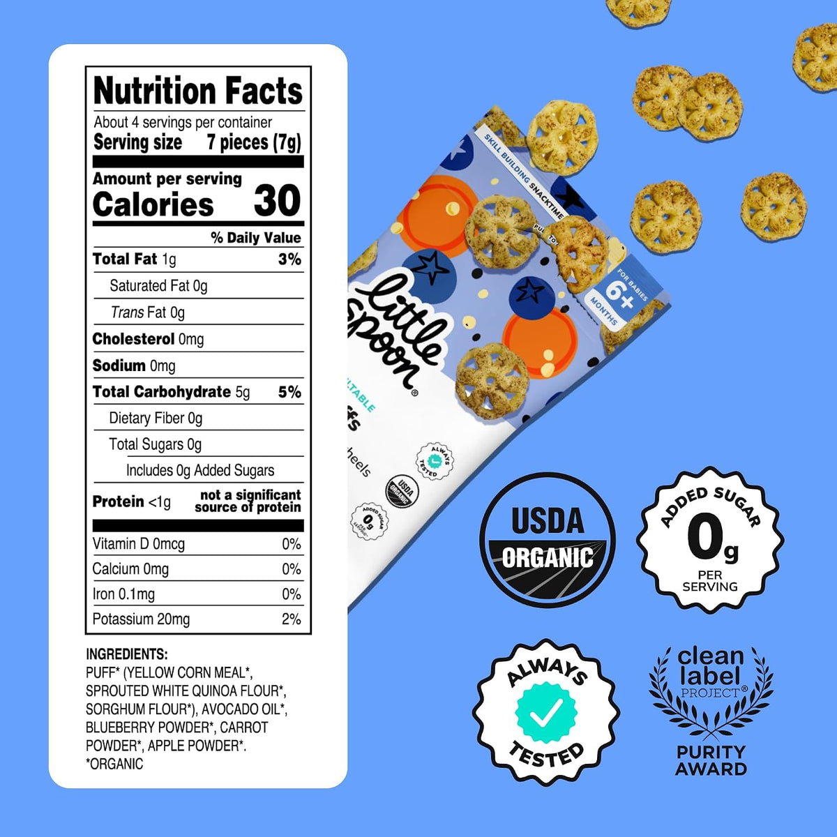 Blueberry Carrot Meltable Baby Wheels, 1 Oz Bag, 4 Pack