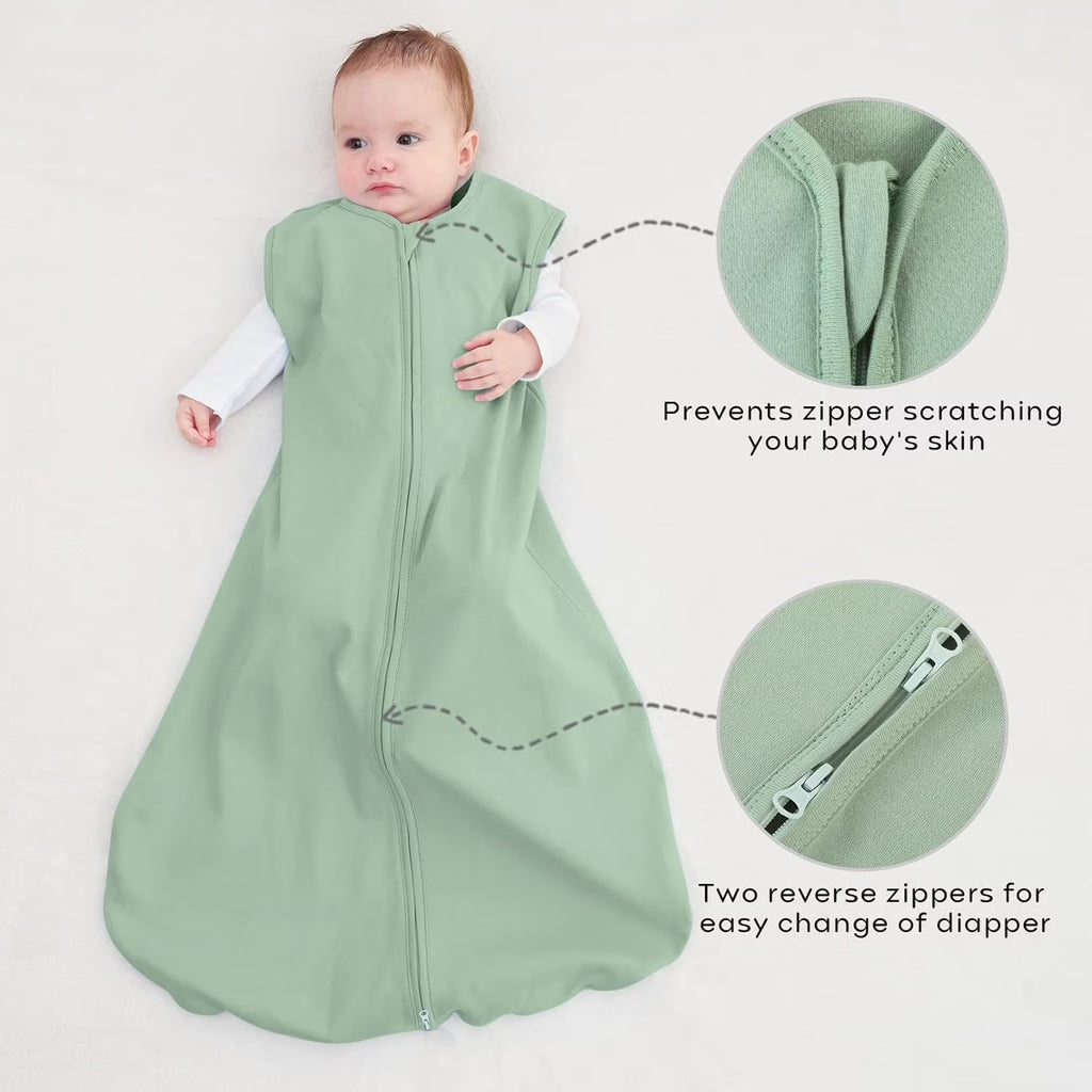 Baby Sleep Sack 6-12 Months Wearable Blanket for Babies 100% Organic Cotton 2-Way Zipper TOG 0.5 Toddler Sleeping Sack 3 Pack, Sleep Sacks