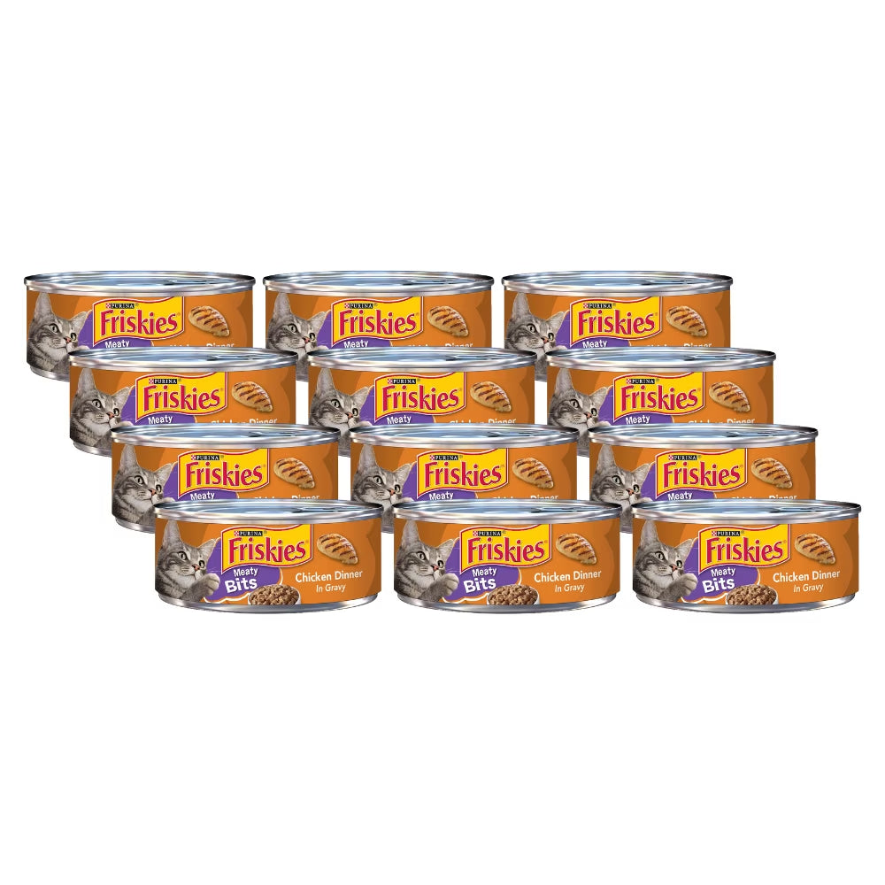 Purina  Meaty Bits Wet Cat Food, Chicken Dinner in Gravy, Made with Real Chicken, Complete & Balanced Nutrition for Cats, 5.5-Ounce Can (Pack of 12)