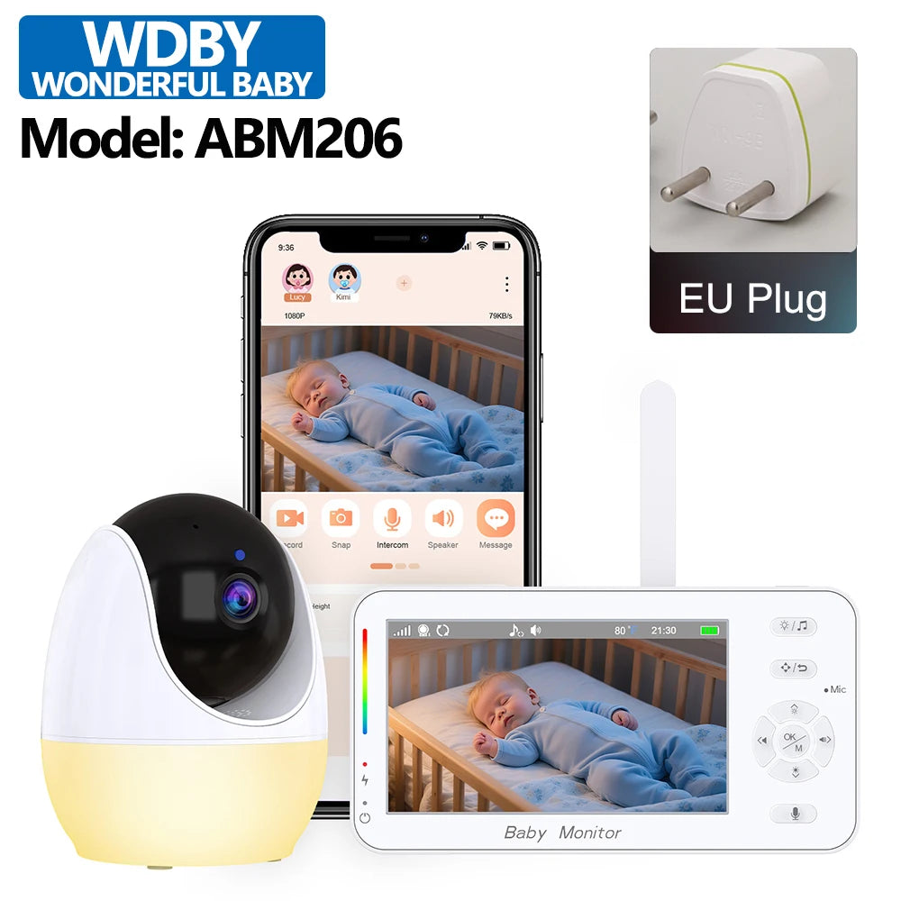 4.3-Inch Baby Video Monitor with 4X Zoom Camera Motion/Sound Detection Soft Night Light & Dual Control (APP + Wireless Monitor)