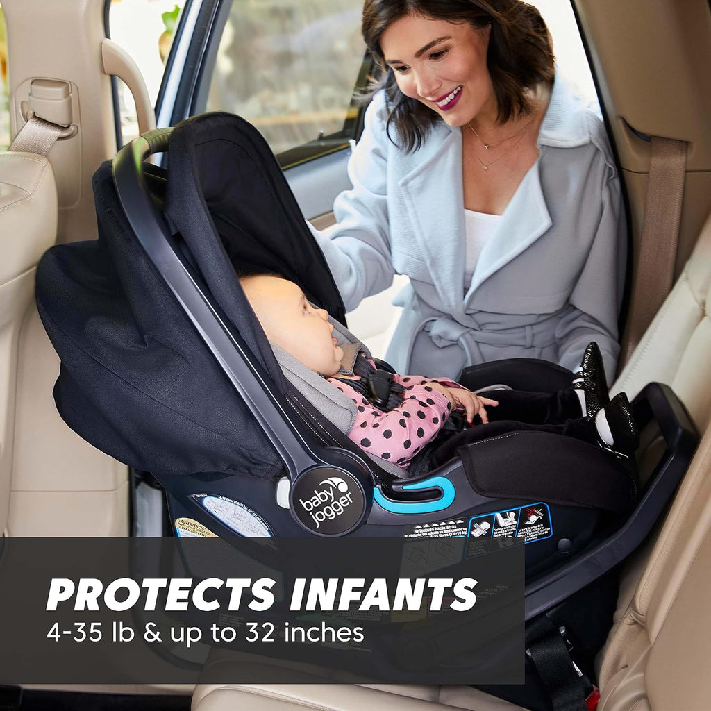 City Go 2 Infant Car Seat, Baby Travel Car Seat, Included Rapidlock Carseat Base with Leatherette Handlebar and Premium Fabrics, Slate