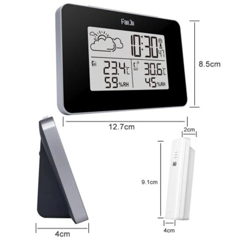 Weather Station Alarm Clock Temperature Humidity Monitor with Outdoor Sensor White