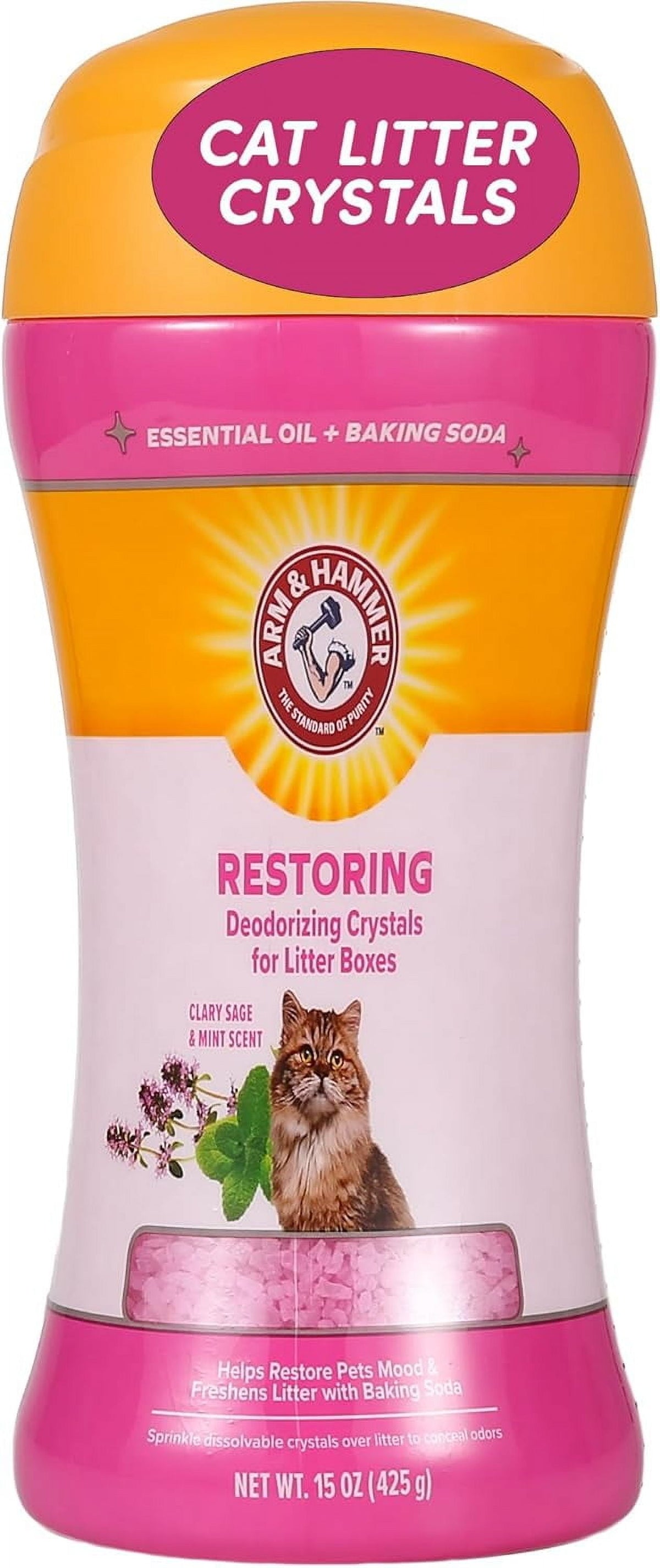 Deodorizing Cat Litter Crystals for Litter Boxes, Clary Sage & Mint Scent 15 Oz.