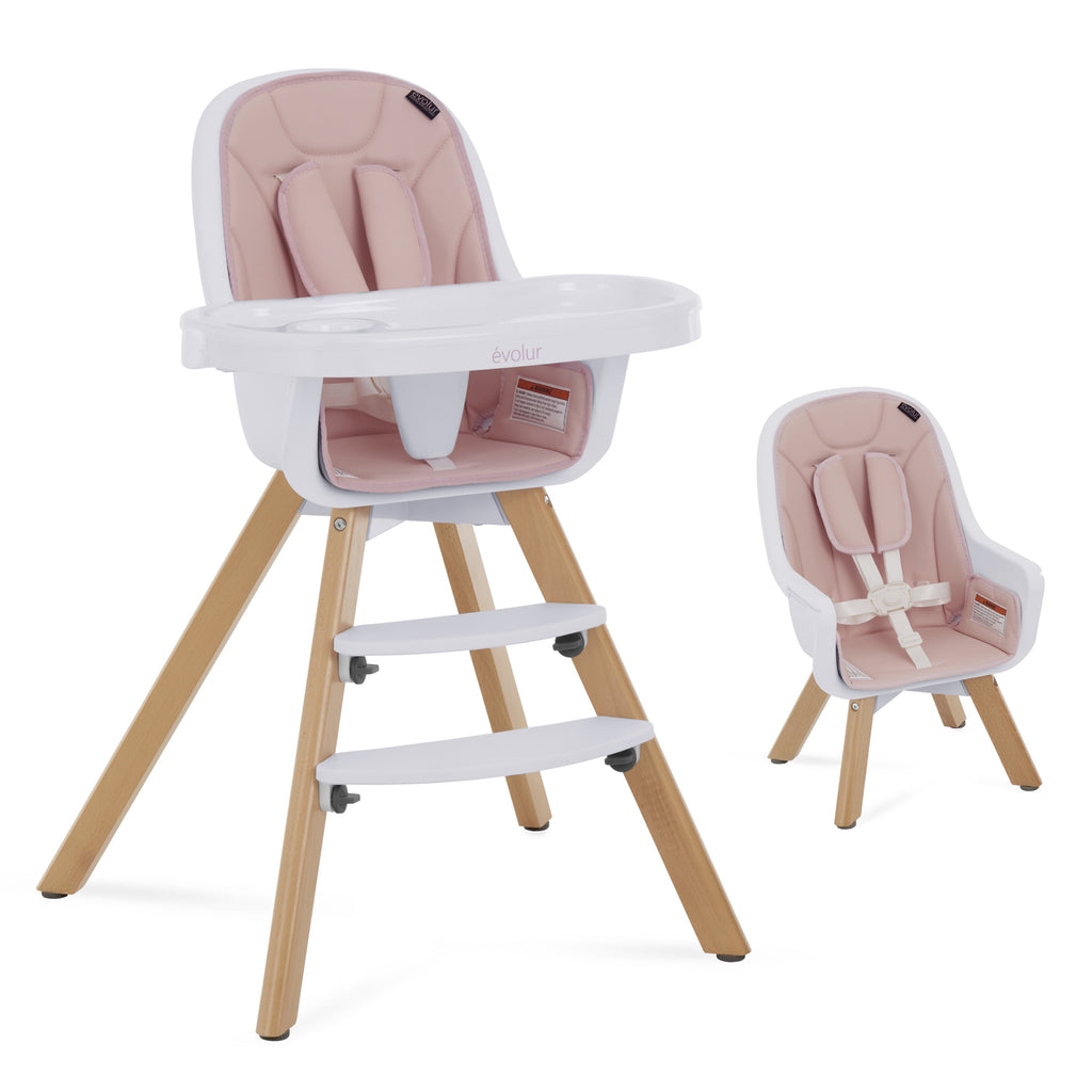 Zoodle 2-In-1 High Chair Booster Feeding Chair with Modern Design, Pink