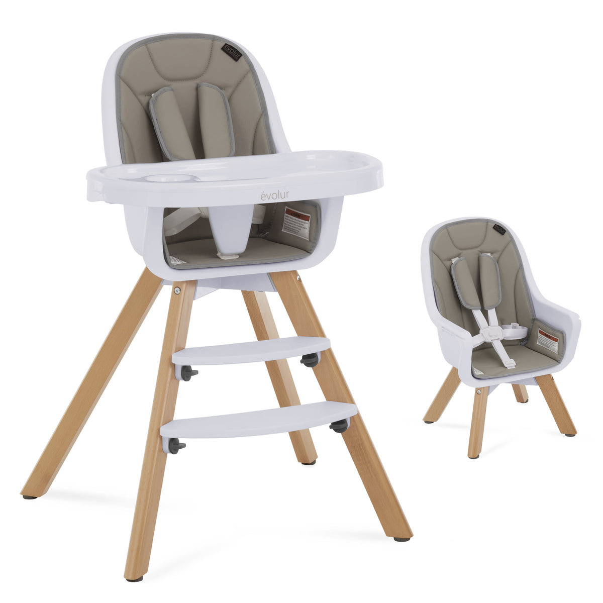 Zoodle 3-In-1 High Chair Booster Feeding Chair with Modern Design, Light Grey