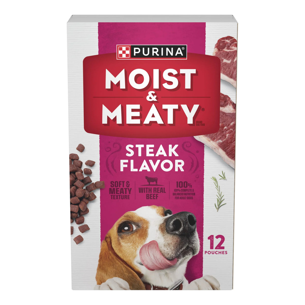 Purina  Dry Dog Food, High Protein Steak Flavor with Real Beef, 12 Count