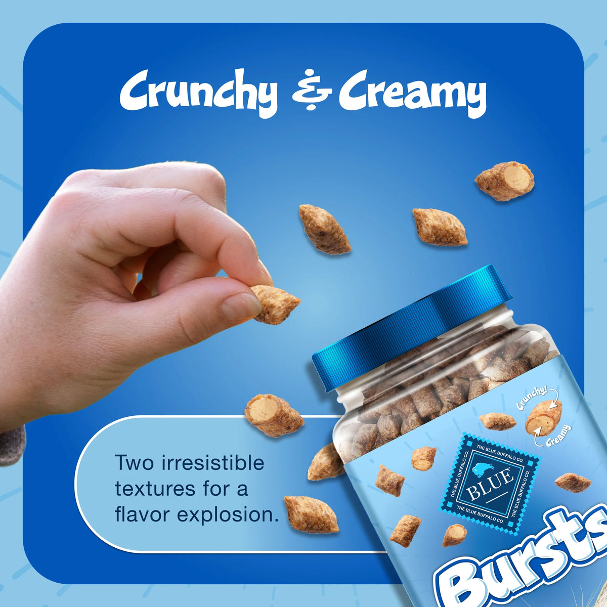 Bursts Crunchy & Creamy Cat Treats, Great for Training Chicken, 2-Oz Bag