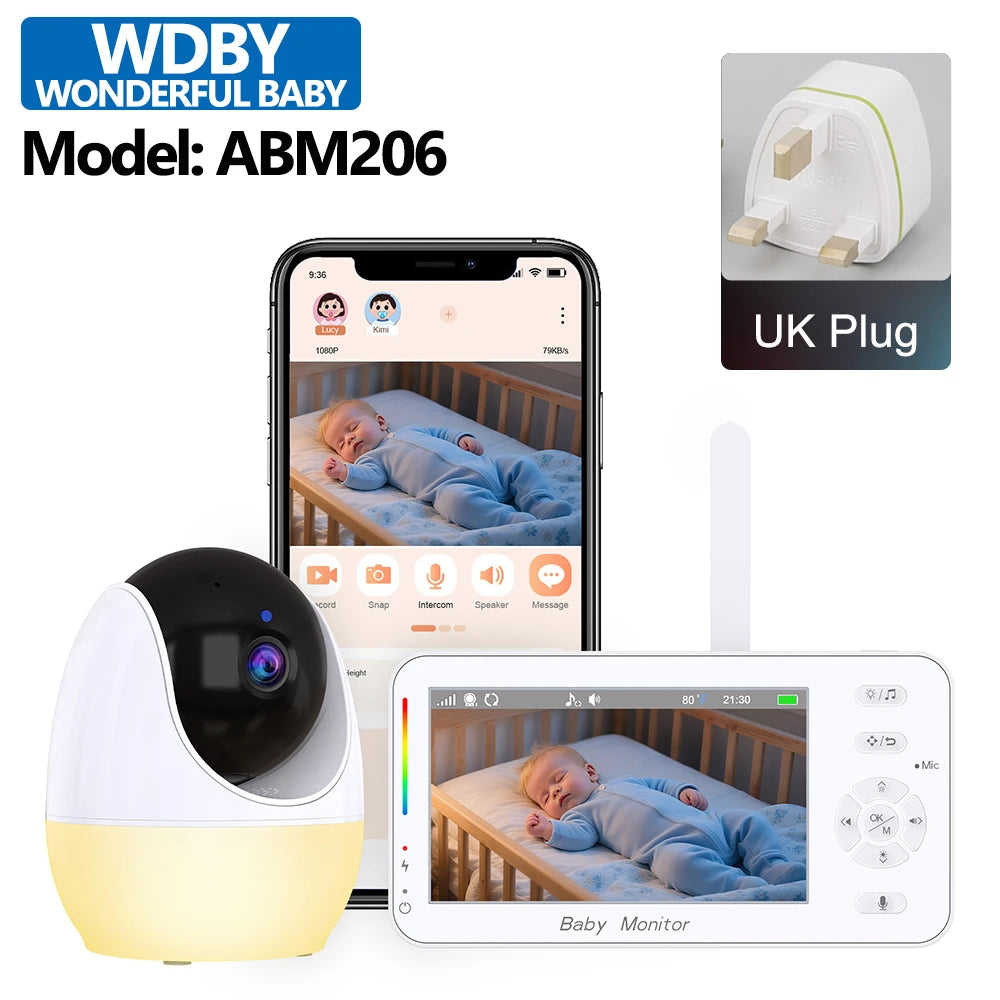 4.3-Inch Baby Video Monitor with 4X Zoom Camera Motion/Sound Detection Soft Night Light & Dual Control (APP + Wireless Monitor)