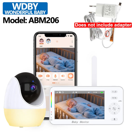 4.3-Inch Baby Video Monitor with 4X Zoom Camera Motion/Sound Detection Soft Night Light & Dual Control (APP + Wireless Monitor)