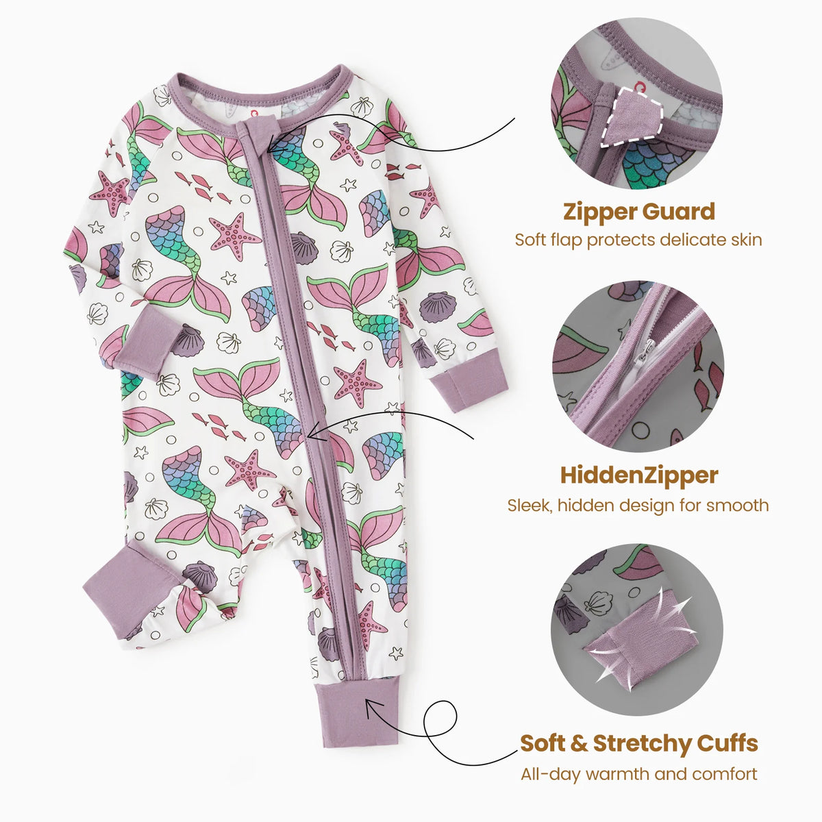 Baby Girl Clothes Bamboo Viscose Zip Pajamas Snug Fit Newborn Infant Girls Boys Baby Gifts,9-12 Months