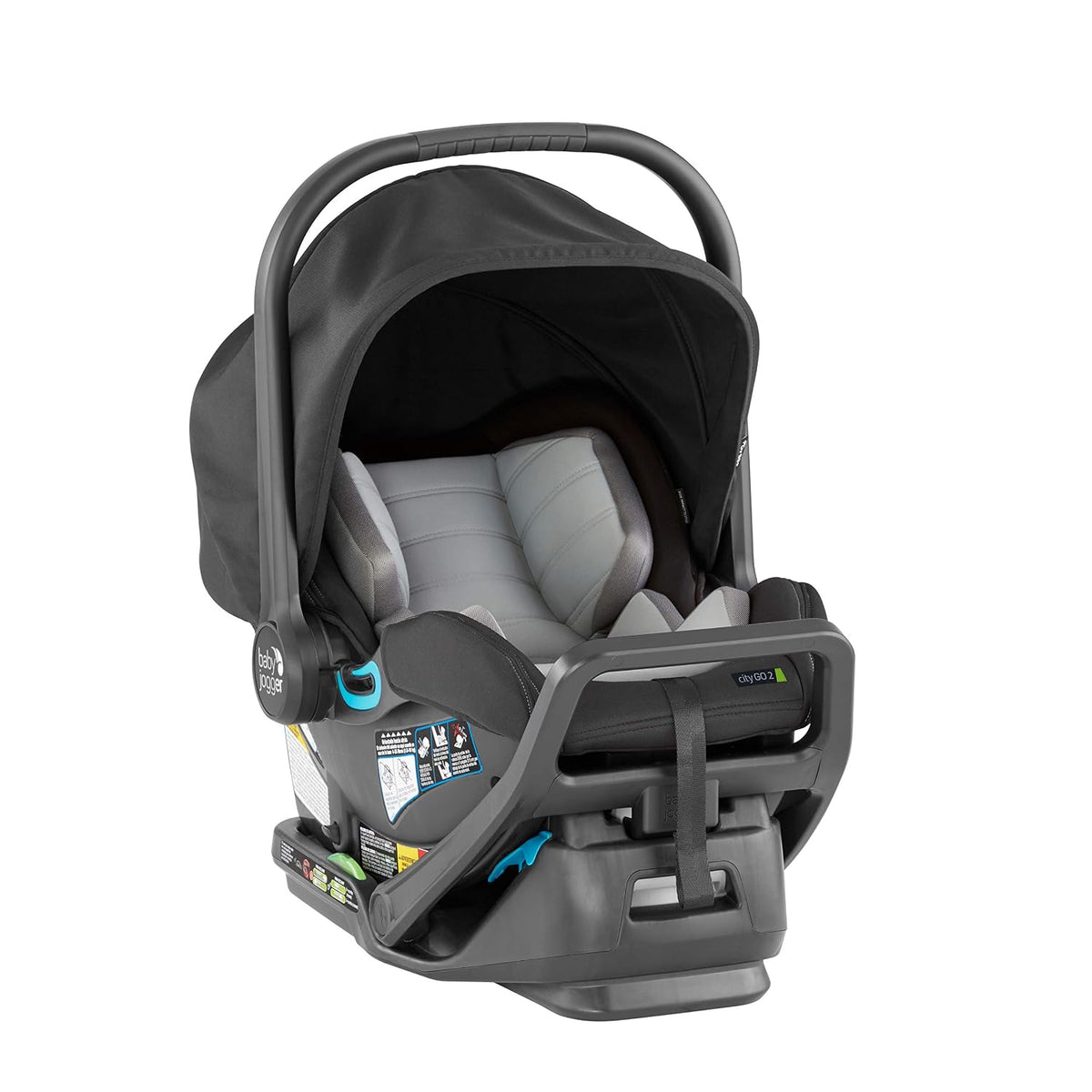 City Go 2 Infant Car Seat, Baby Travel Car Seat, Included Rapidlock Carseat Base with Leatherette Handlebar and Premium Fabrics, Slate