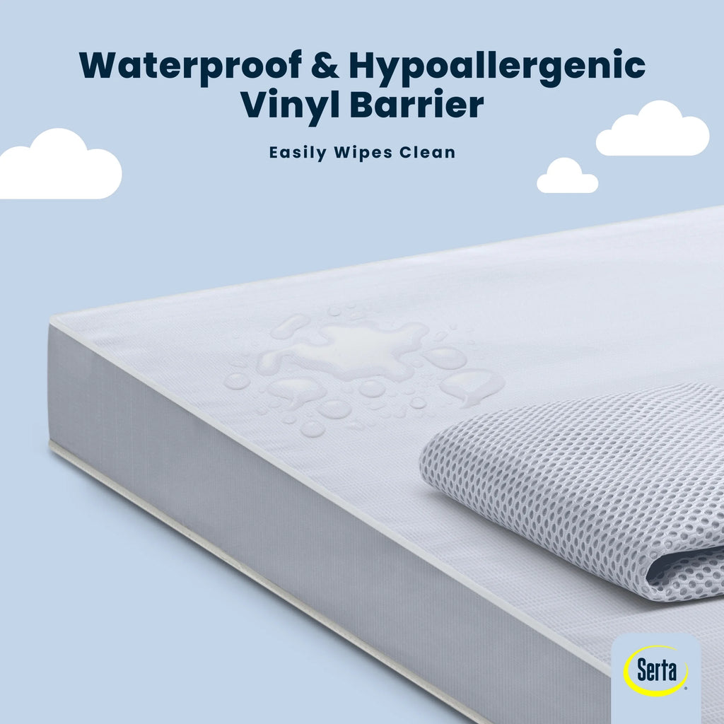 Sleeptrue Sparkling Sky Breathable Baby Bed Crib Mattress and Toddler Mattress with Removable/Machine Washable Cover - GREENGUARD Gold – Waterproof - Sustainably Sourced Core Fiber Core, Blue