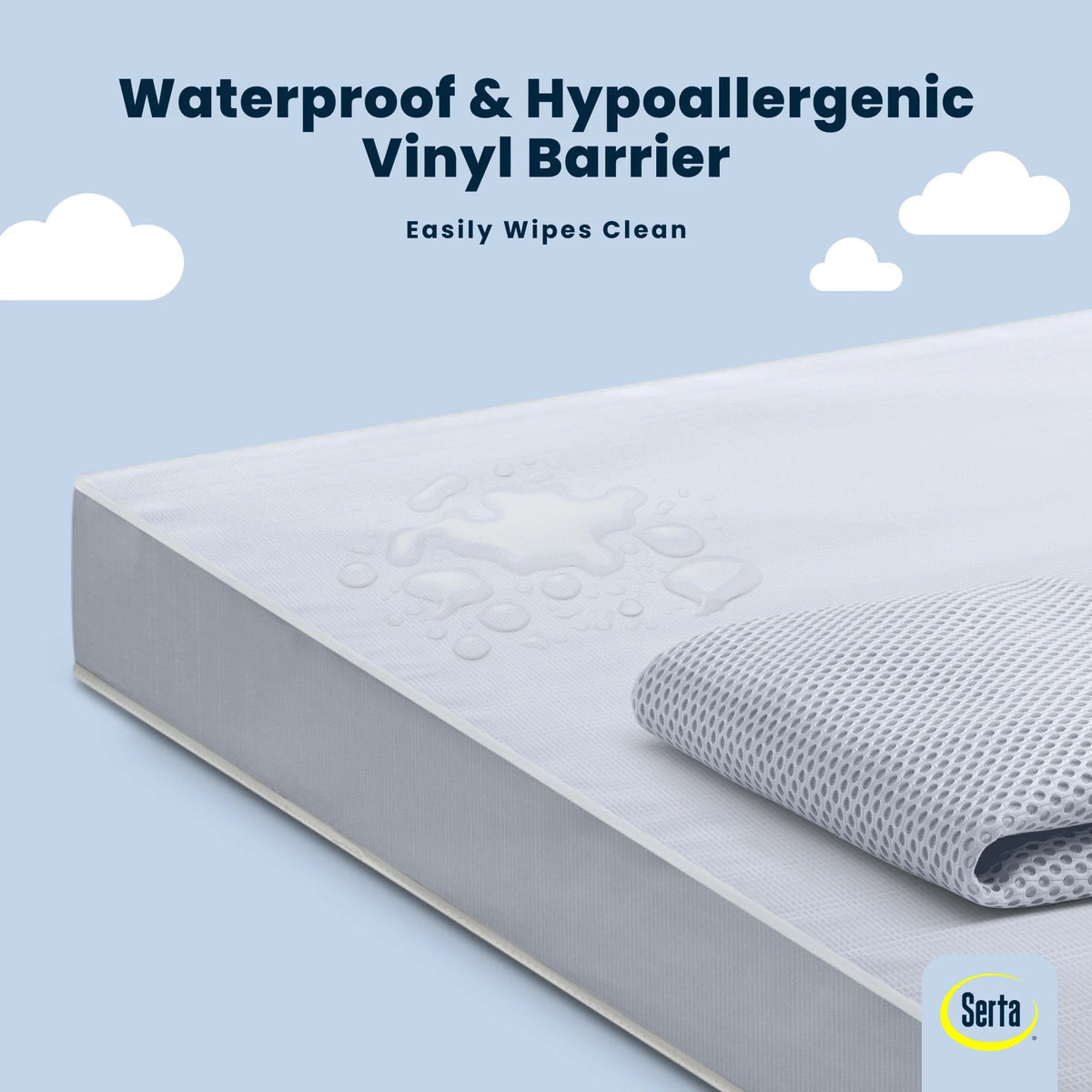 Sleeptrue Sparkling Sky Breathable Baby Bed Crib Mattress and Toddler Mattress with Removable/Machine Washable Cover - GREENGUARD Gold – Waterproof - Sustainably Sourced Core Fiber Core, Blue
