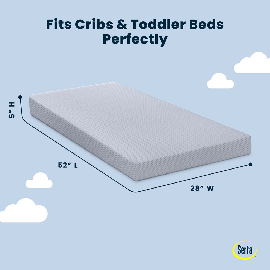 Sleeptrue Sparkling Sky Breathable Baby Bed Crib Mattress and Toddler Mattress with Removable/Machine Washable Cover - GREENGUARD Gold – Waterproof - Sustainably Sourced Core Fiber Core, Blue
