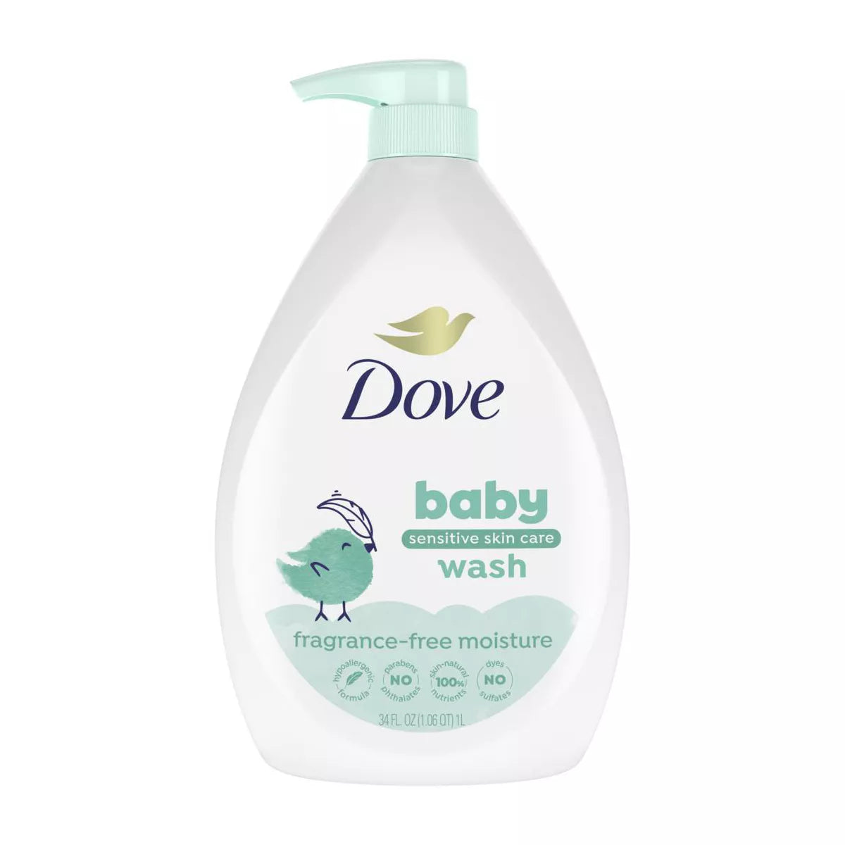 Baby Dove Fragrance Free Moisture Baby Body Wash & Shampoo Hypoallergenic for Eczema-Prone Skin