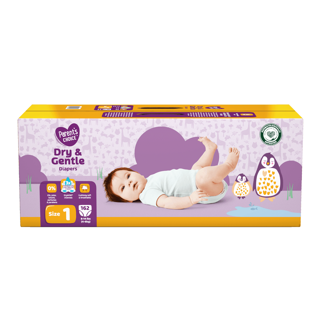 Dry & Gentle Diapers Size 1, 162 Count (Select for More Options)
