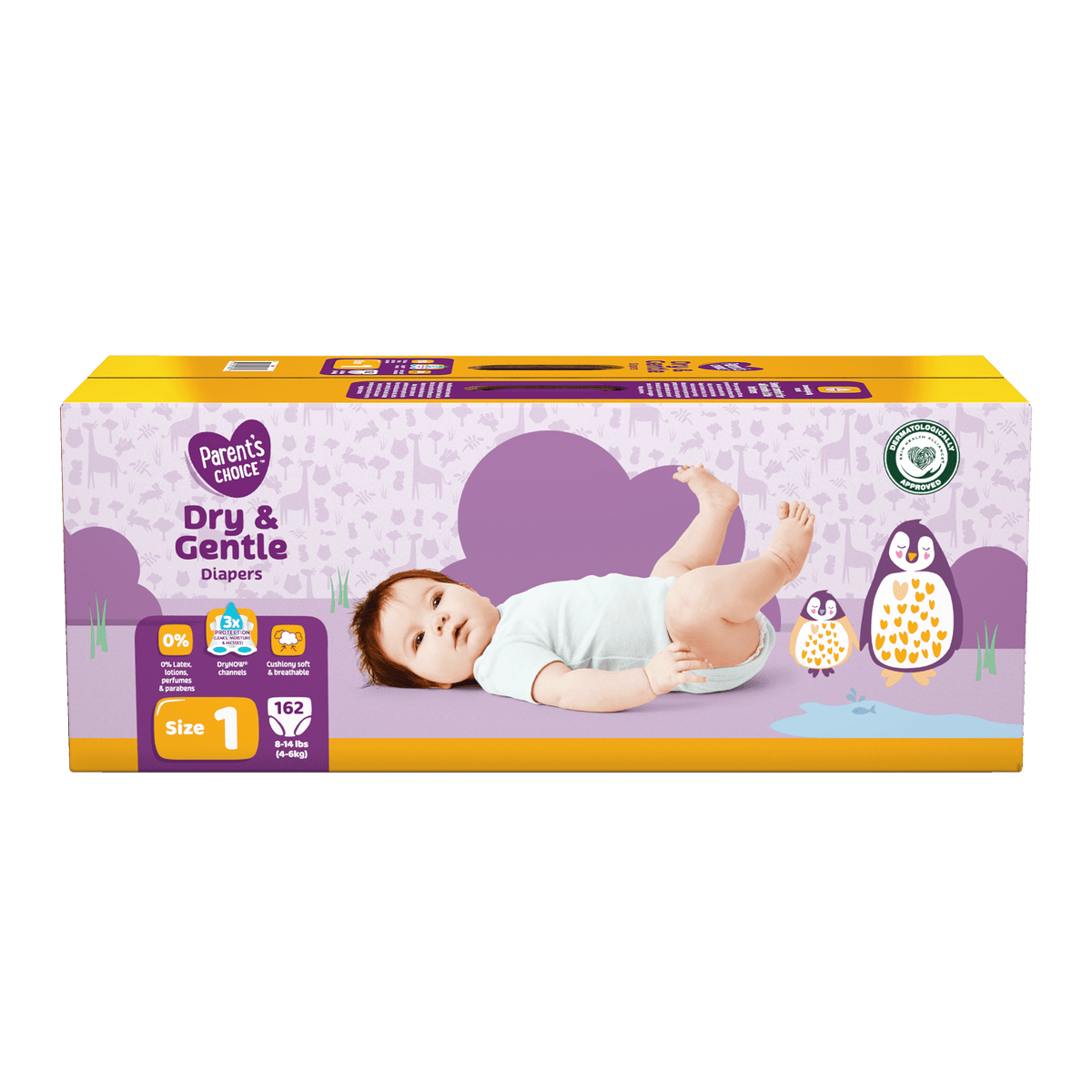 Dry & Gentle Diapers Size 1, 162 Count (Select for More Options)